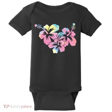 Palm Puff Summer Beach Hawaii Hibiscus Baby Bodysuit