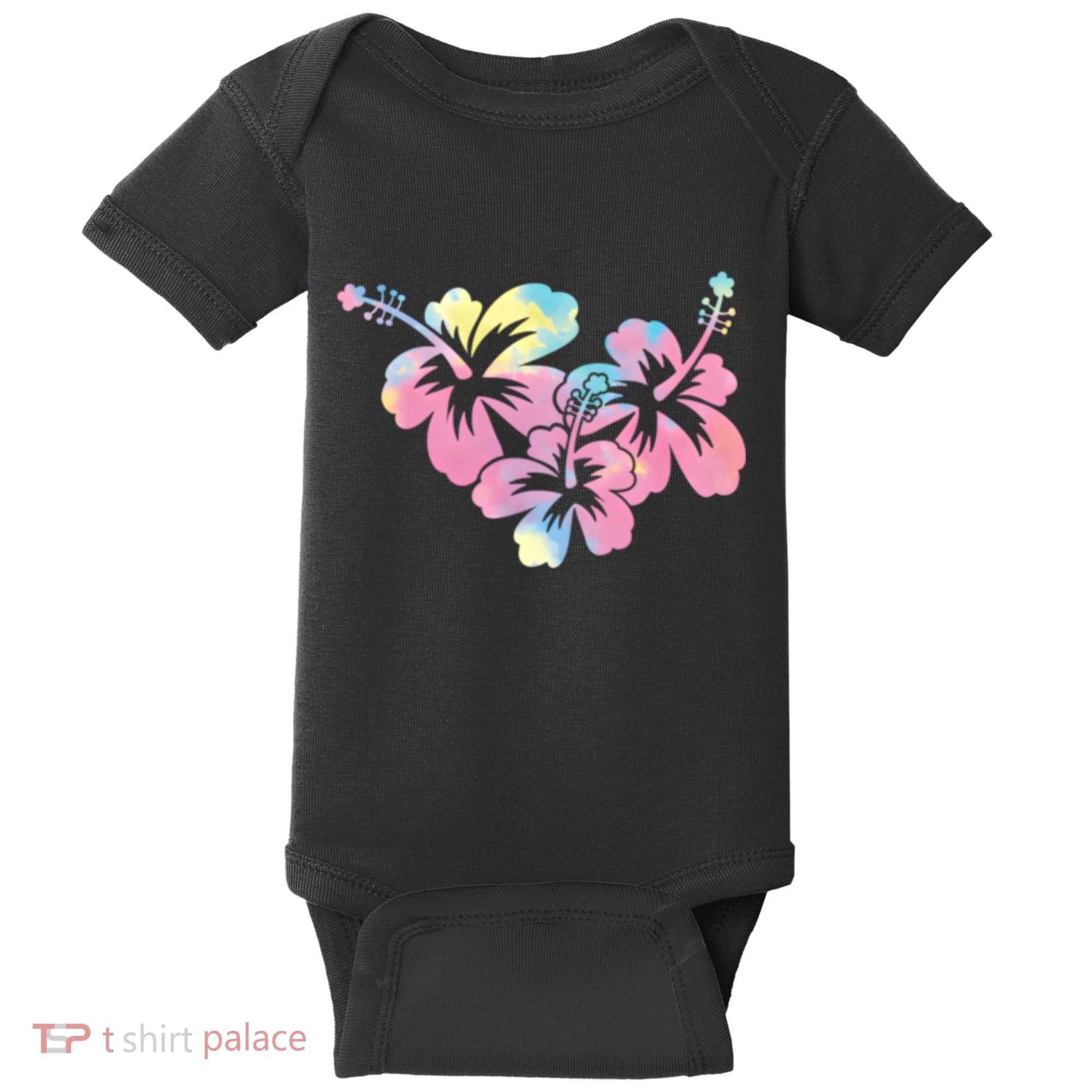 Palm Puff Summer Beach Hawaii Hibiscus Baby Bodysuit