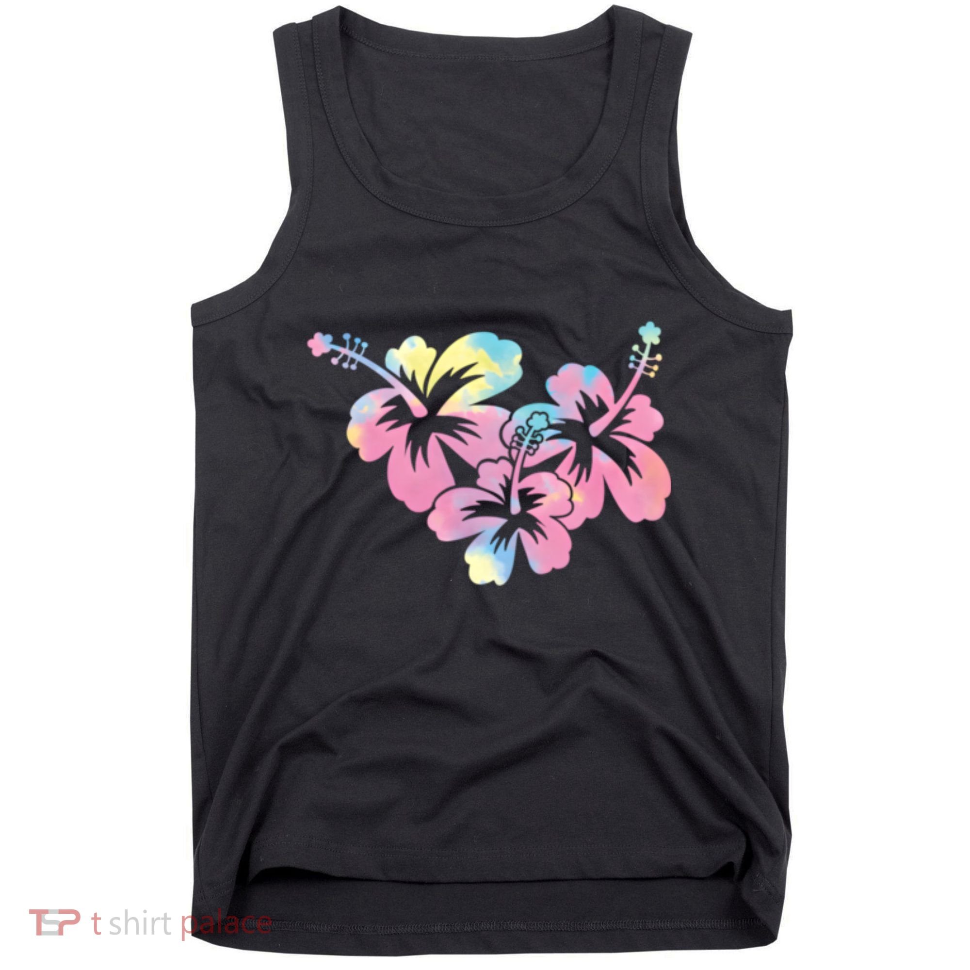 Palm Puff Summer Beach Hawaii Hibiscus Tank Top