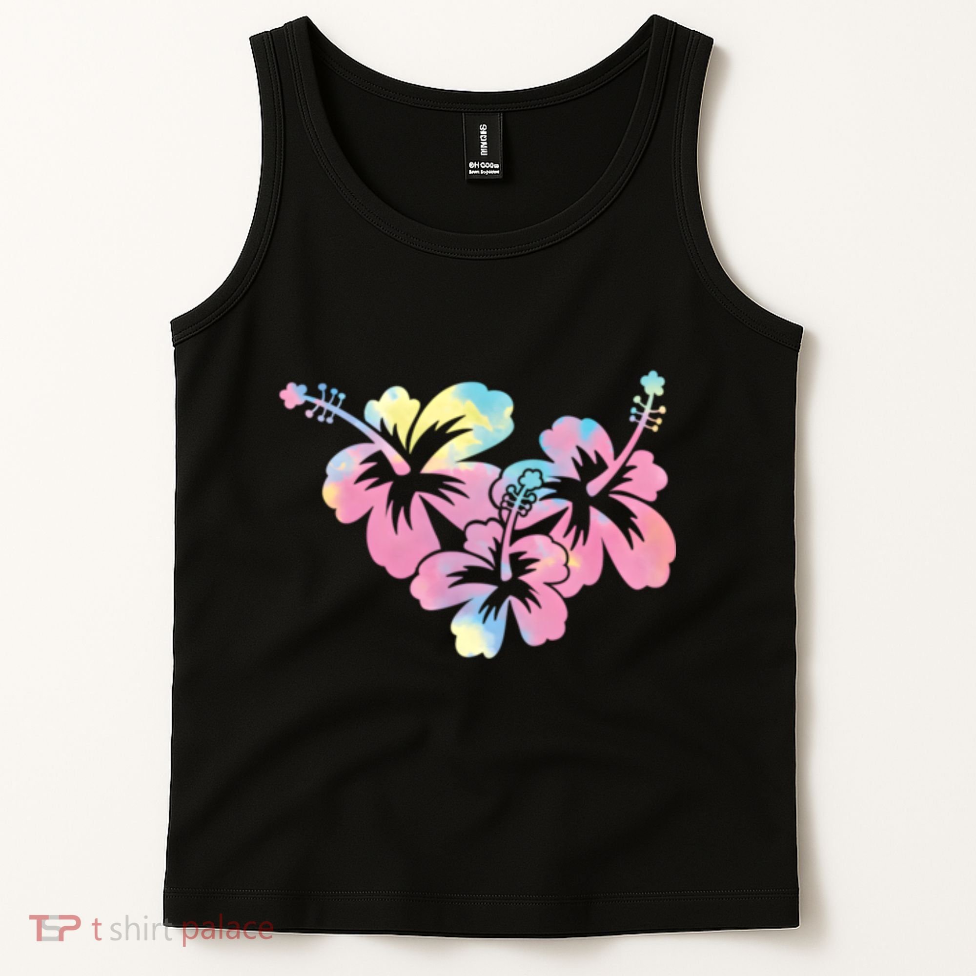 Palm Puff Summer Beach Hawaii Hibiscus Tank Top
