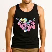Palm Puff Summer Beach Hawaii Hibiscus Tank Top thumb 3