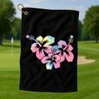 Palm Puff Summer Beach Hawaii Hibiscus Golf Towel thumb 1