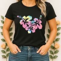 Palm Puff Summer Beach Hawaii Hibiscus Women's T-Shirt thumb 2
