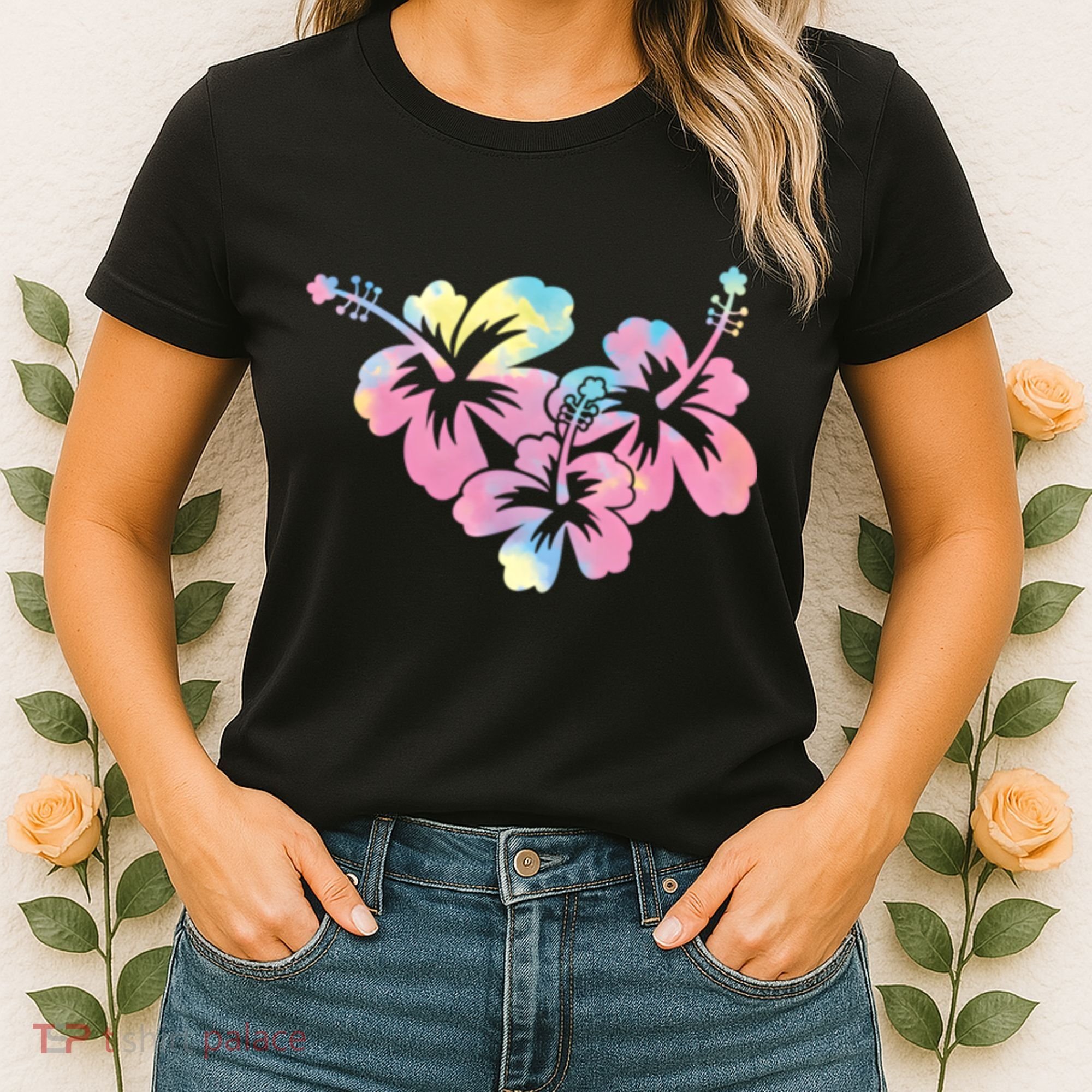 Palm Puff Summer Beach Hawaii Hibiscus Women's T-Shirt