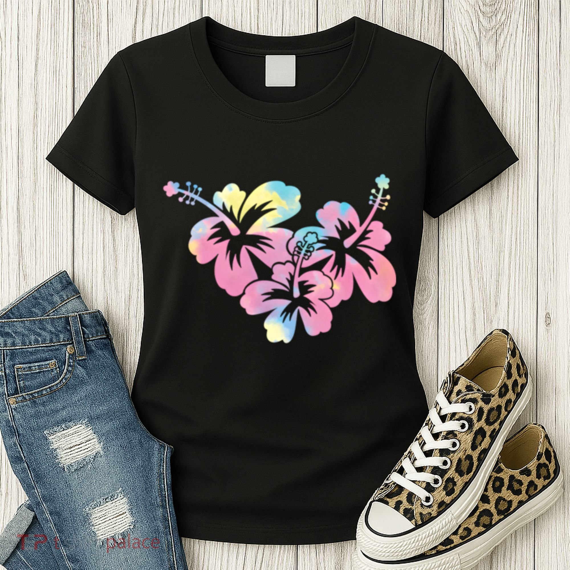 Palm Puff Summer Beach Hawaii Hibiscus Women's T-Shirt