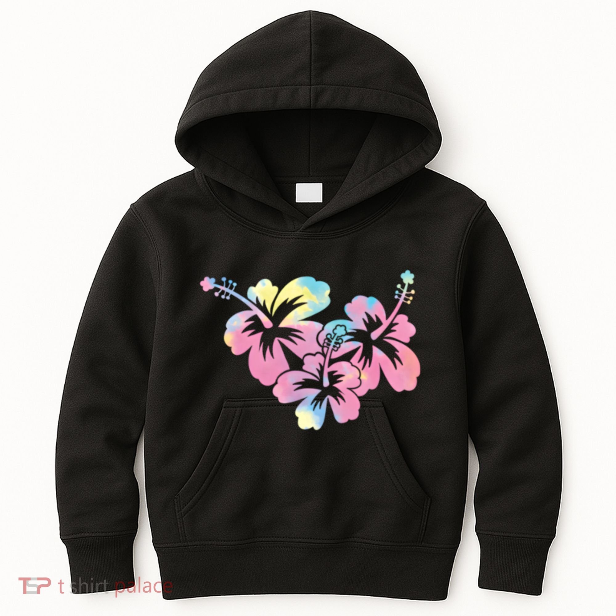 Palm Puff Summer Beach Hawaii Hibiscus Kids Hoodie