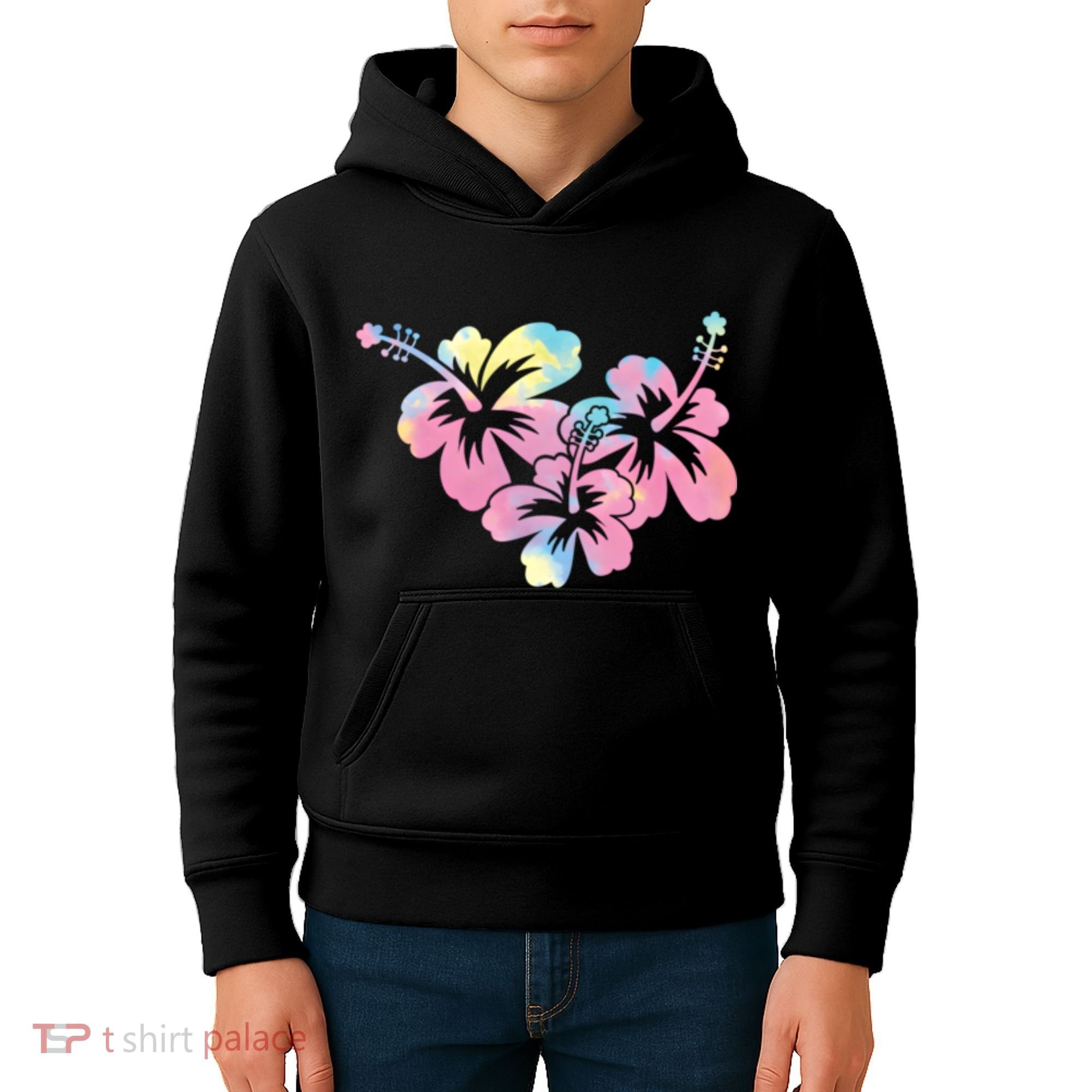 Palm Puff Summer Beach Hawaii Hibiscus Kids Hoodie