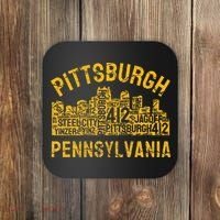 Pittsburgh Pennsylvania Steel City Skyline 412 Home Coaster thumb 0