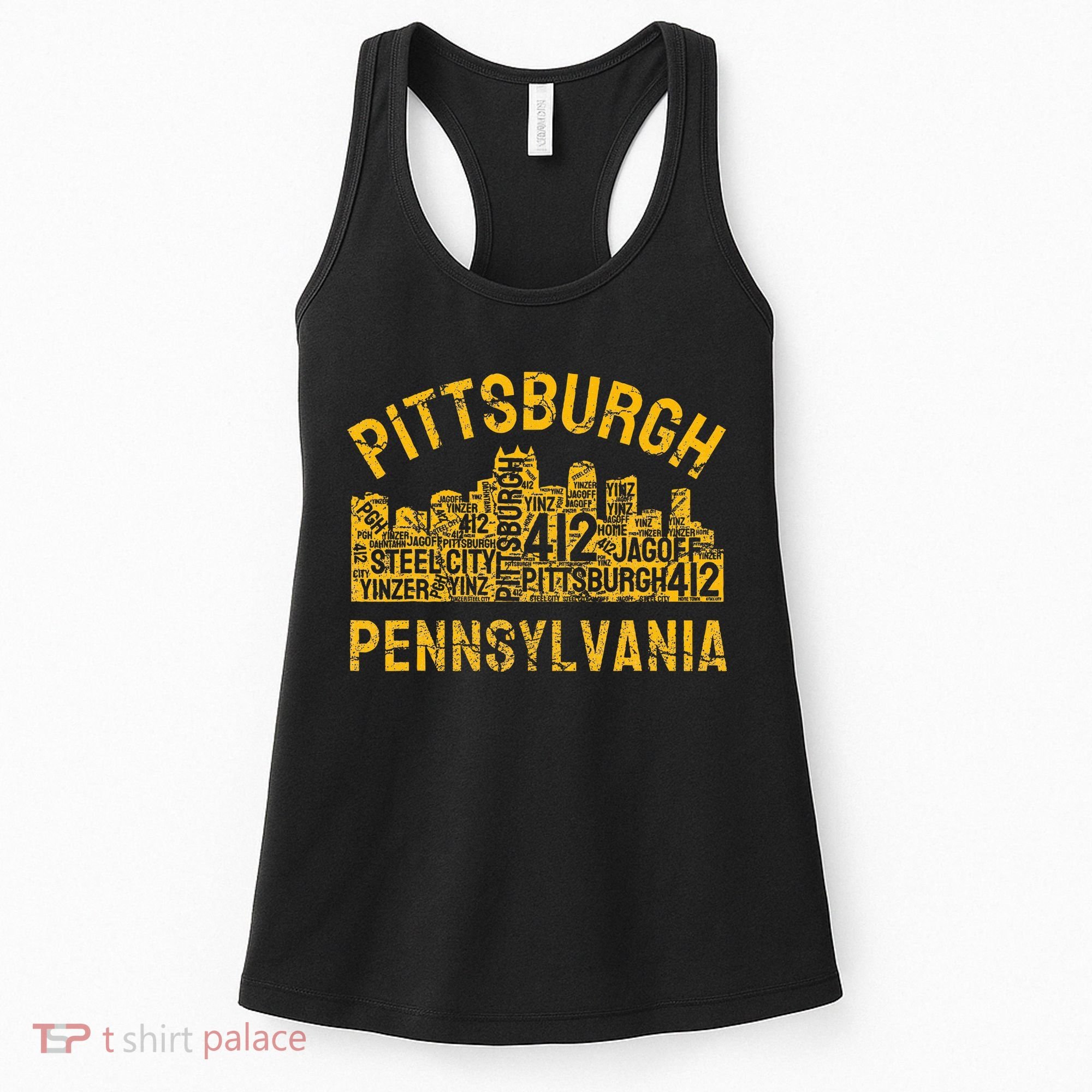 Pittsburgh Pennsylvania Steel City Skyline 412 Home Women's Tank Top