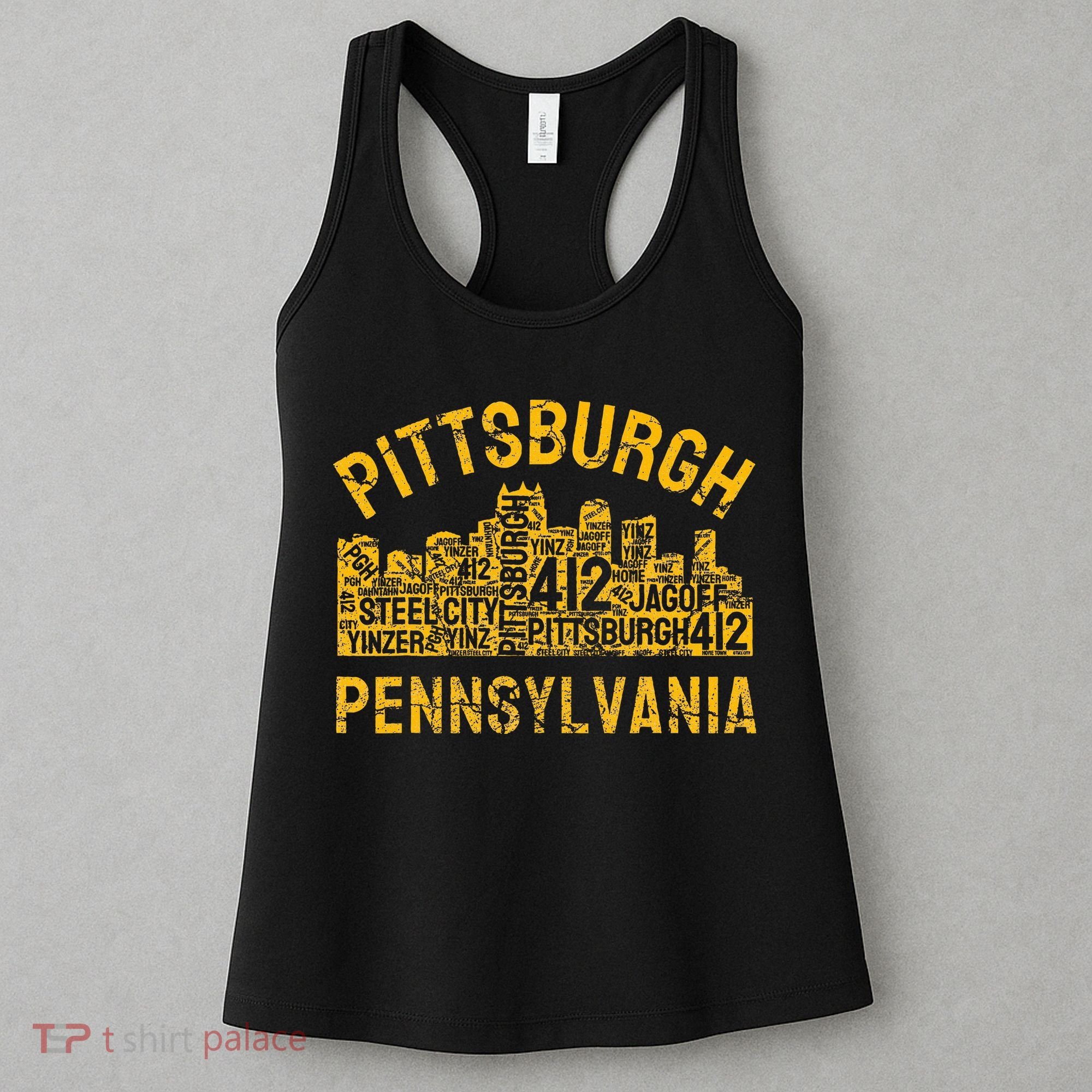 Pittsburgh Pennsylvania Steel City Skyline 412 Home Women's Tank Top