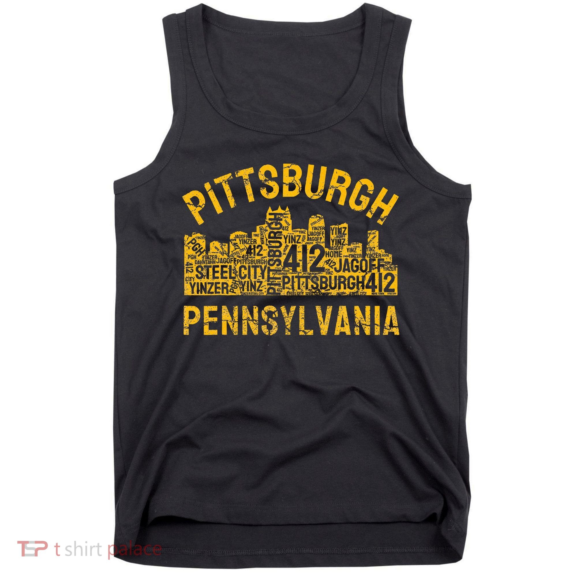 Pittsburgh Pennsylvania Steel City Skyline 412 Home Tank Top