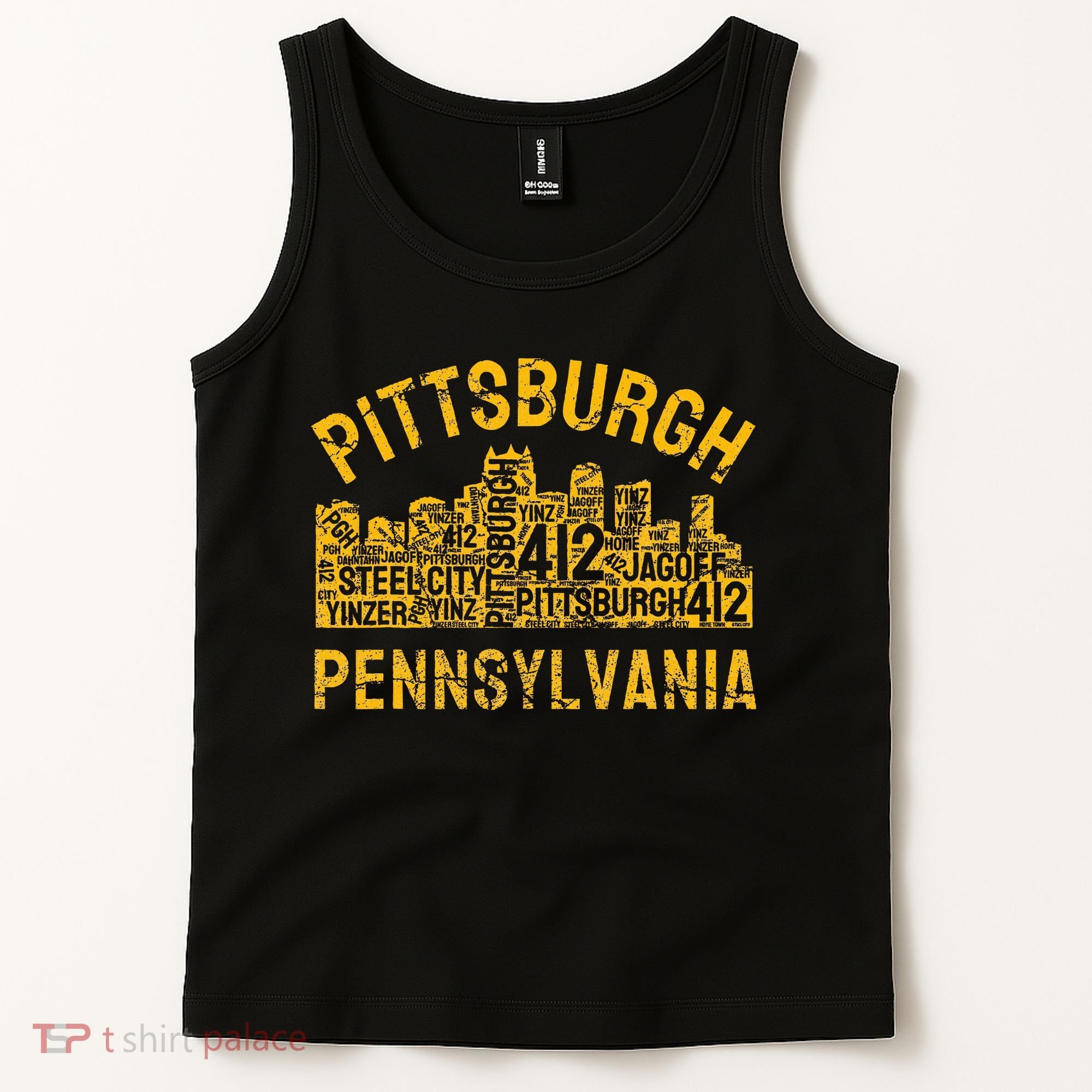 Pittsburgh Pennsylvania Steel City Skyline 412 Home Tank Top