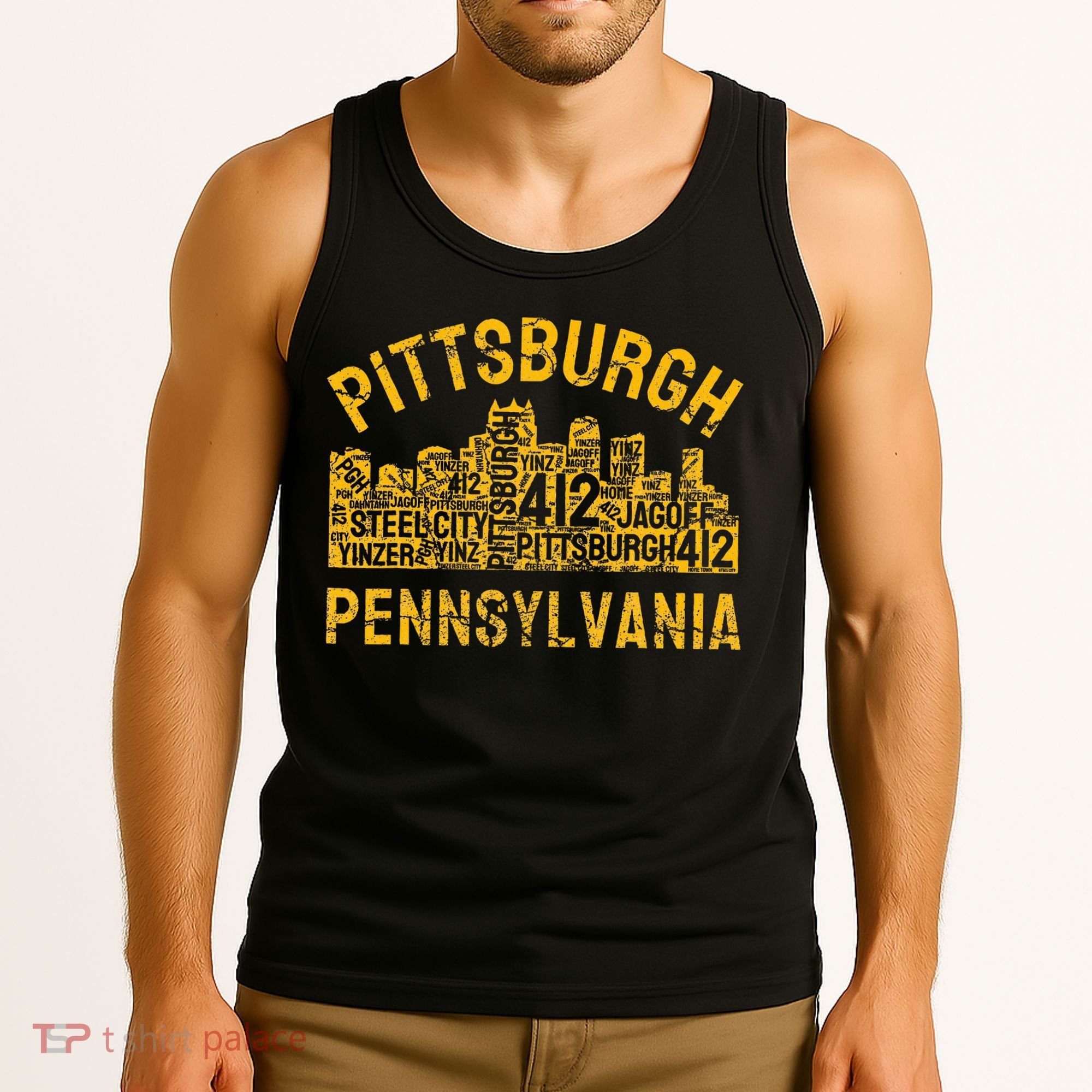 Pittsburgh Pennsylvania Steel City Skyline 412 Home Tank Top