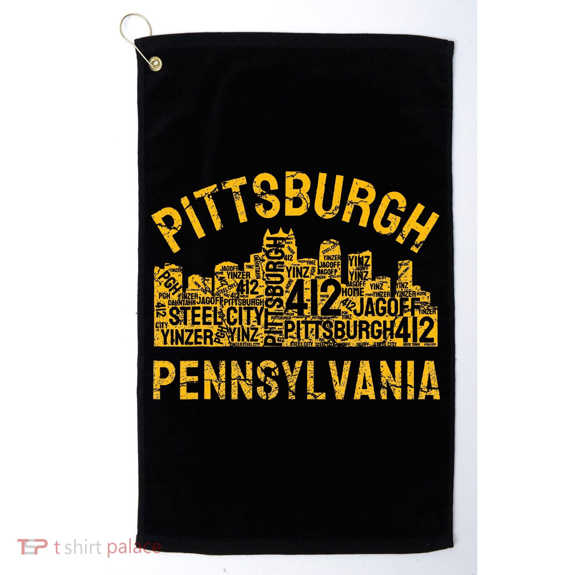 Pittsburgh Pennsylvania Steel City Skyline 412 Home Golf Towel