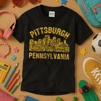 Pittsburgh Pennsylvania Steel City Skyline 412 Home Kids T-Shirt thumb 3