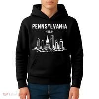 Philadelphia Pennsylvania Skyline Kids Hoodie thumb 4