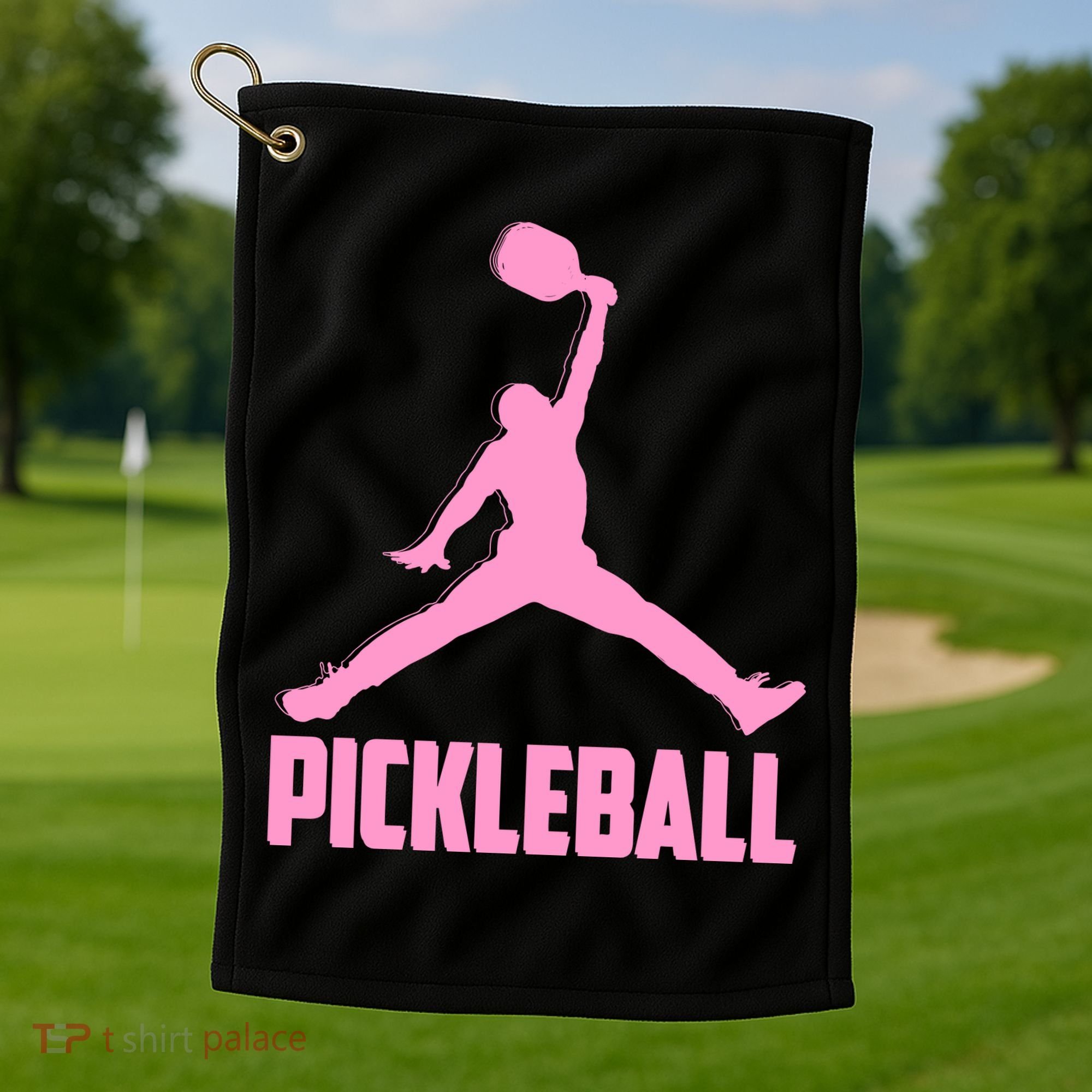 Pink Pickleball Sports Logo Golf Towel