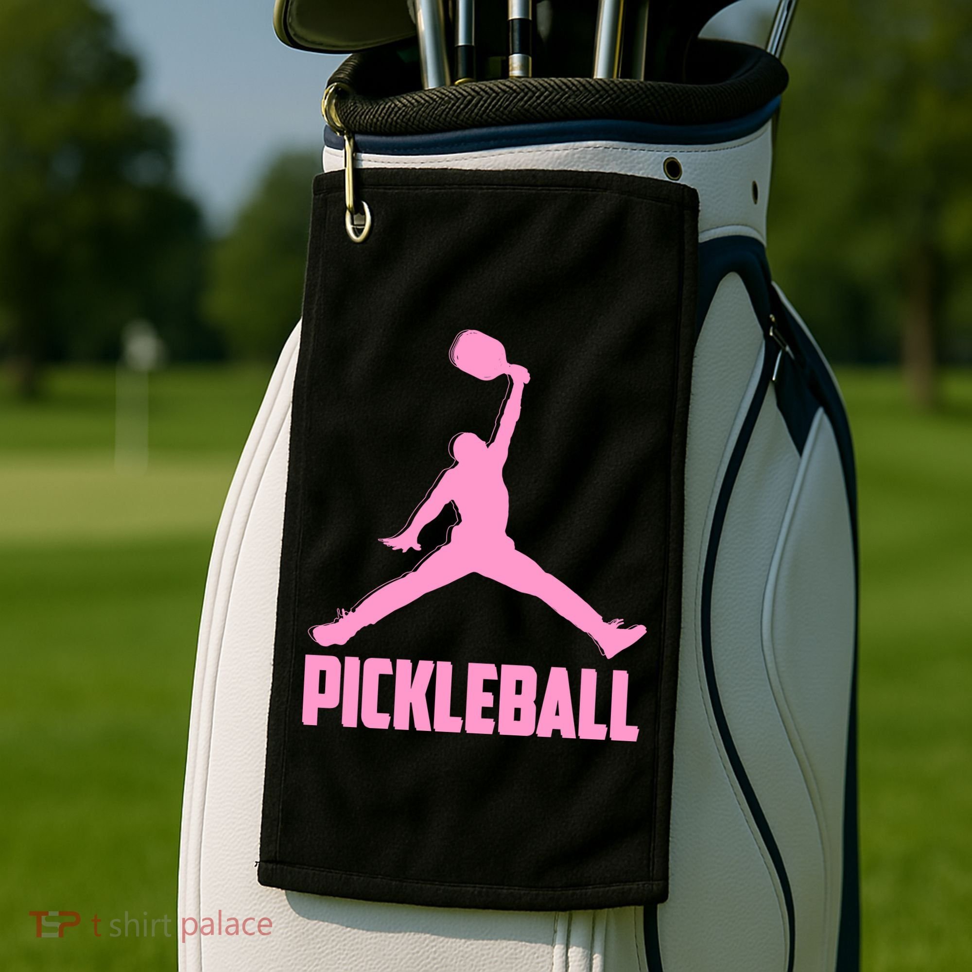Pink Pickleball Sports Logo Golf Towel