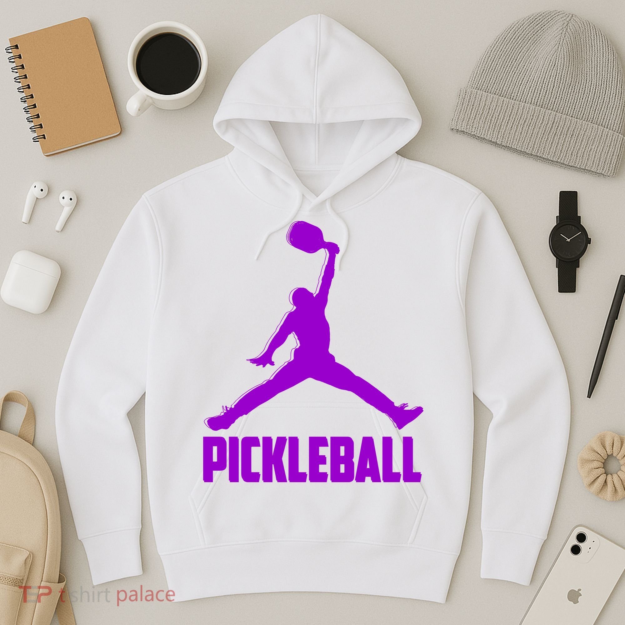 Purple Pickleball Sports Logo Hoodie