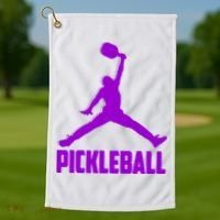 Purple Pickleball Sports Logo Golf Towel thumb 1