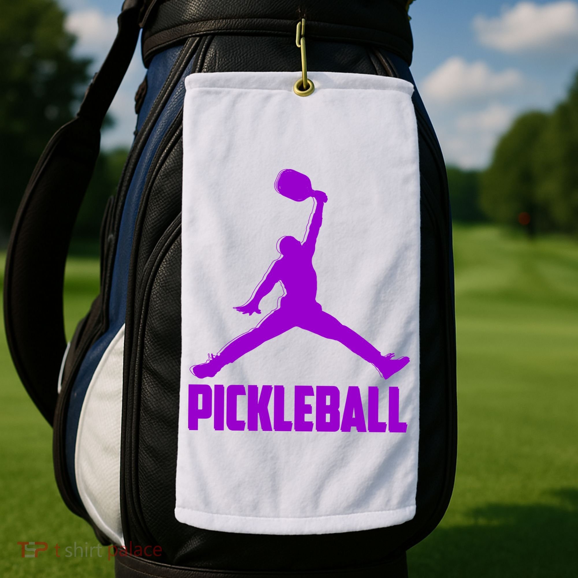 Purple Pickleball Sports Logo Golf Towel