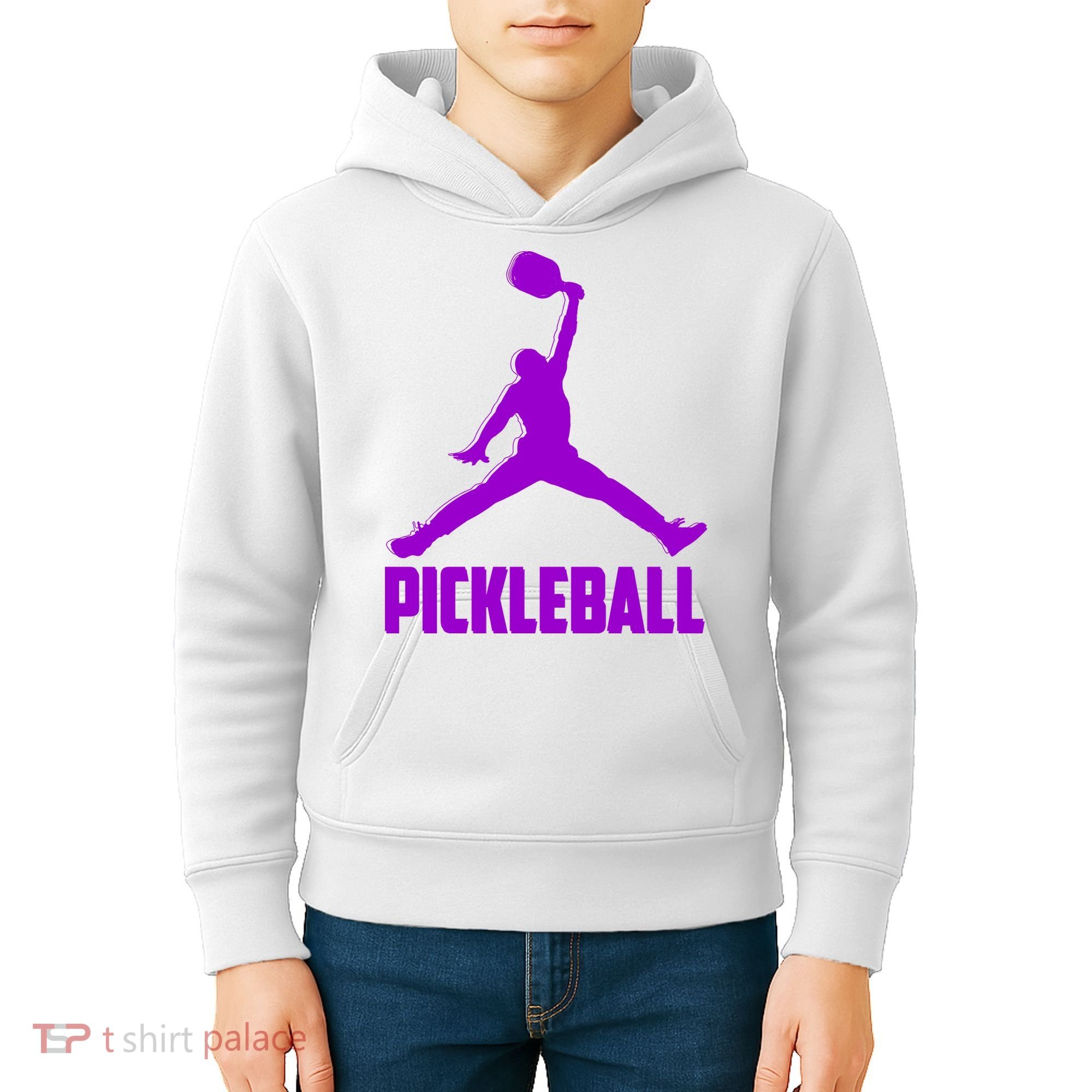 Purple Pickleball Sports Logo Kids Hoodie
