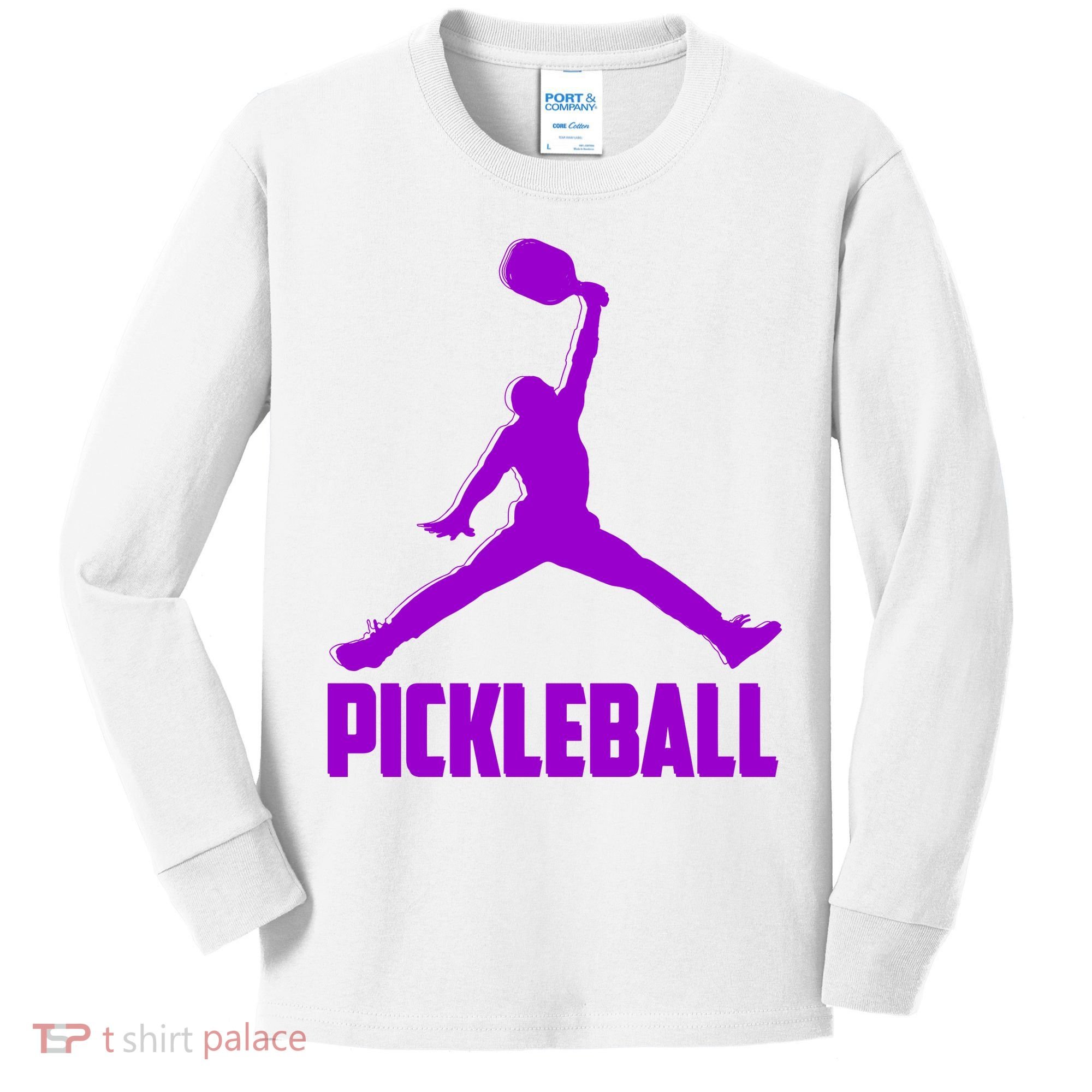 Purple Pickleball Sports Logo Kids Long Sleeve Shirt