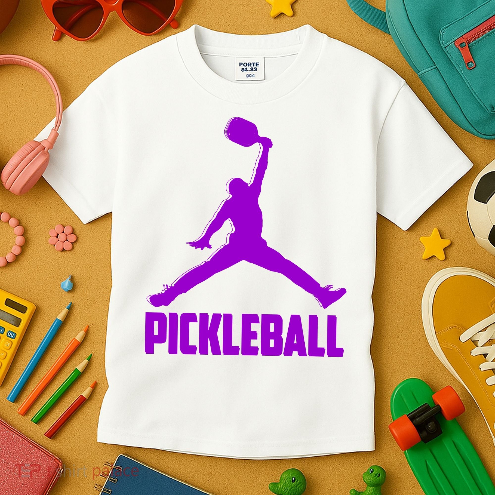 Purple Pickleball Sports Logo Kids T-Shirt