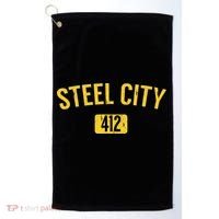 Pittsburgh Pennsylvania Steel City Black And Gold Golf Towel thumb 0