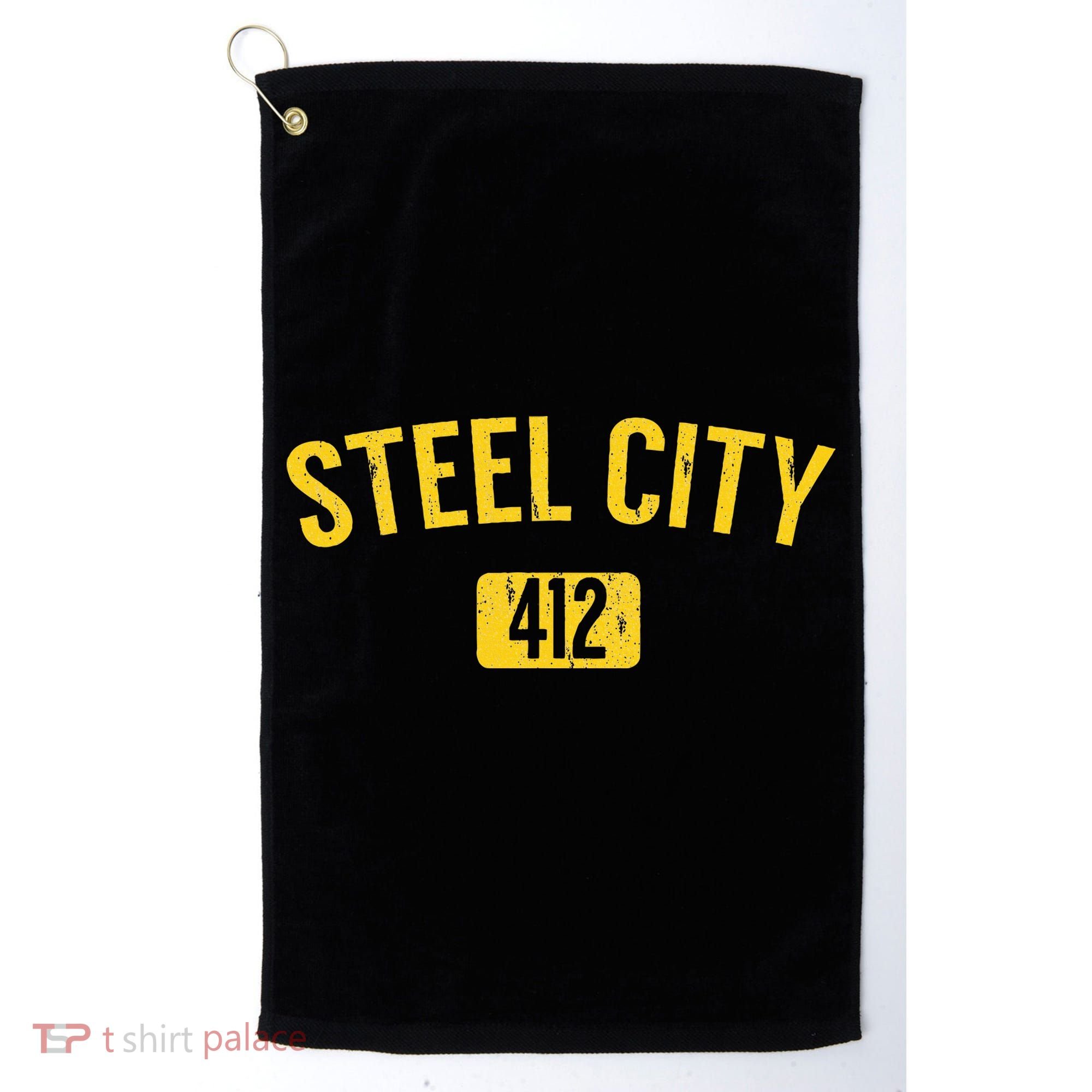 Pittsburgh Pennsylvania Steel City Black And Gold Golf Towel