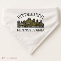 Pittsburgh Pennsylvania Sl City Skyline 412 Home Yinz USA-Made Doggie Bandana thumb 0