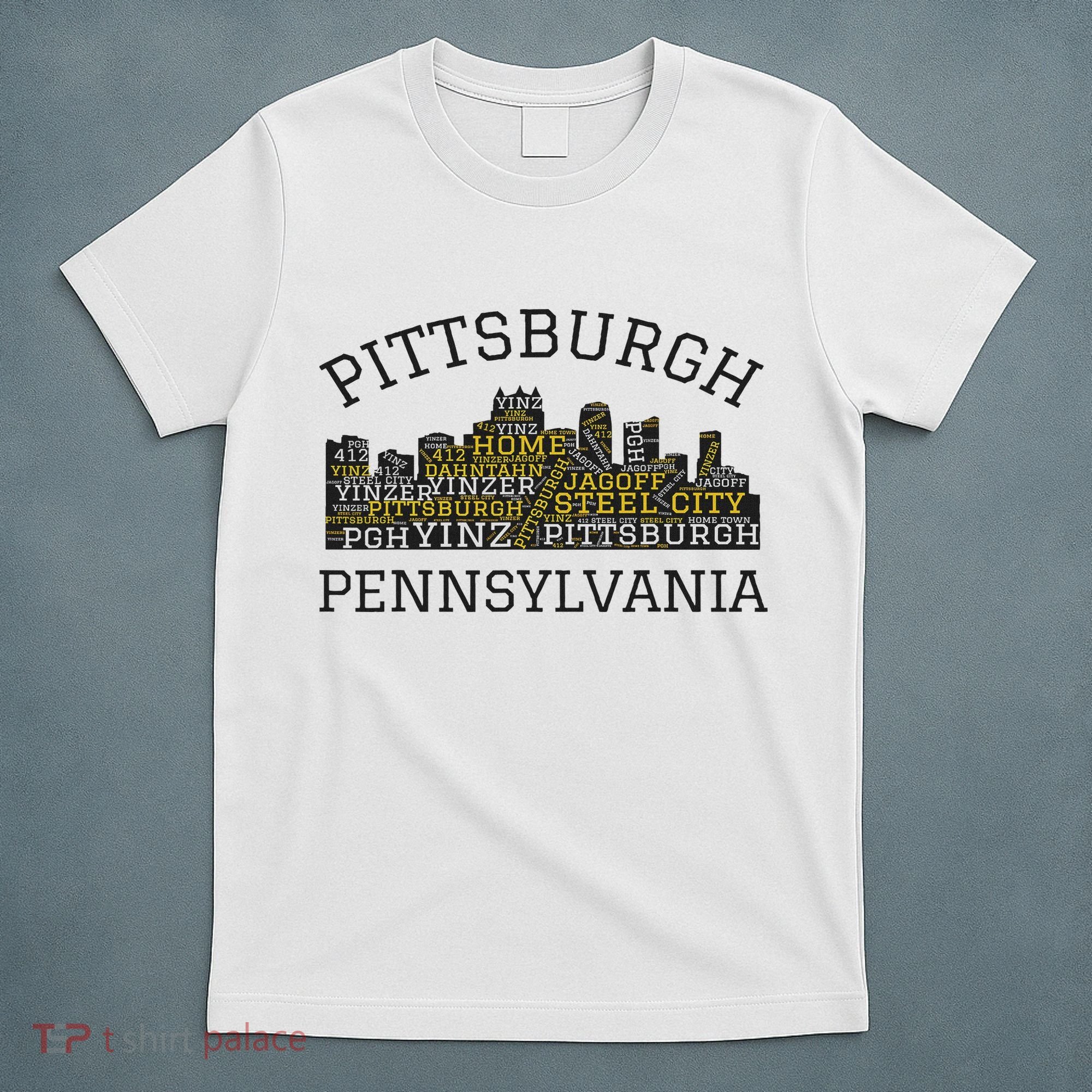Pittsburgh Pennsylvania Sl City Skyline 412 Home Yinz T-Shirt