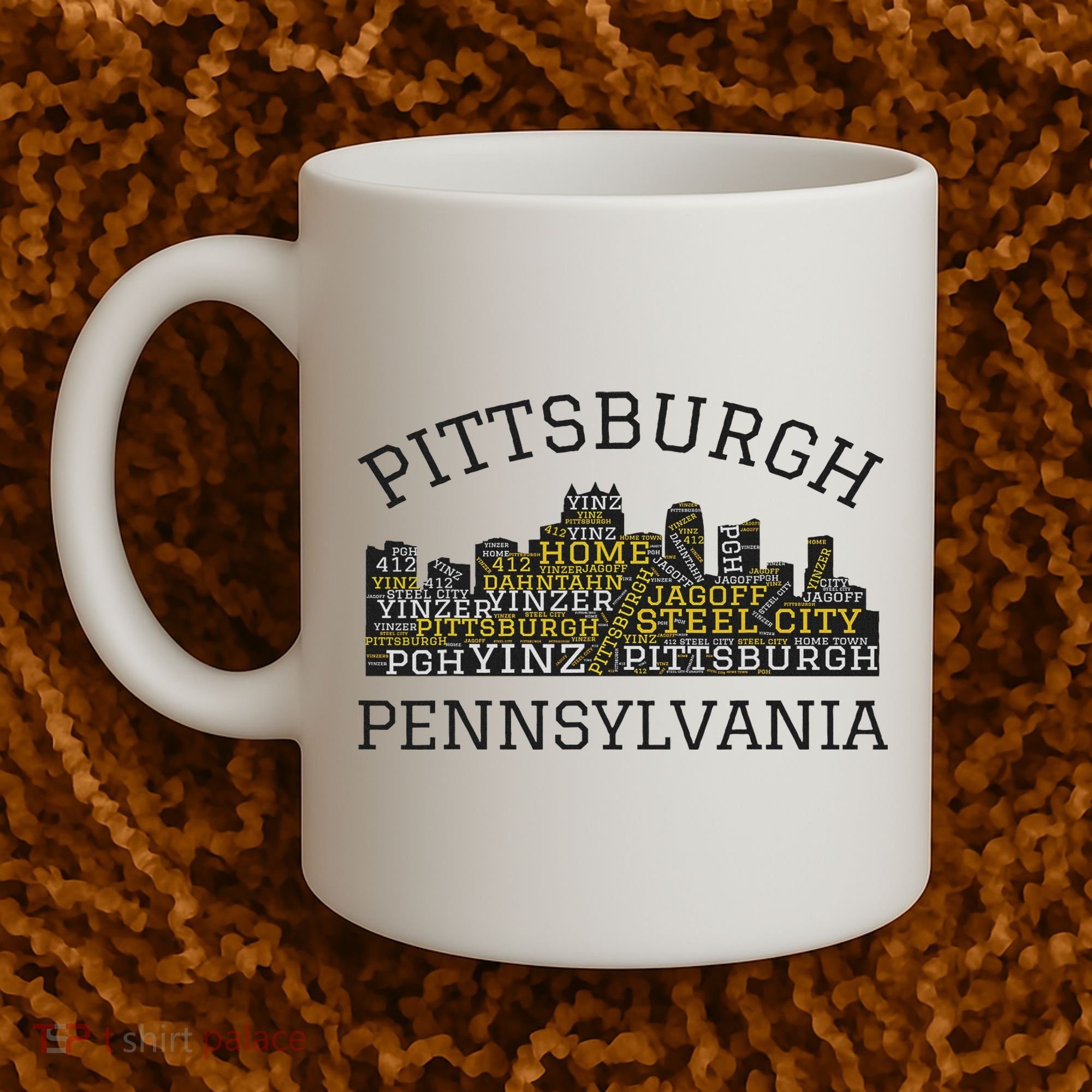 Pittsburgh Pennsylvania Sl City Skyline 412 Home Yinz Coffee Mug