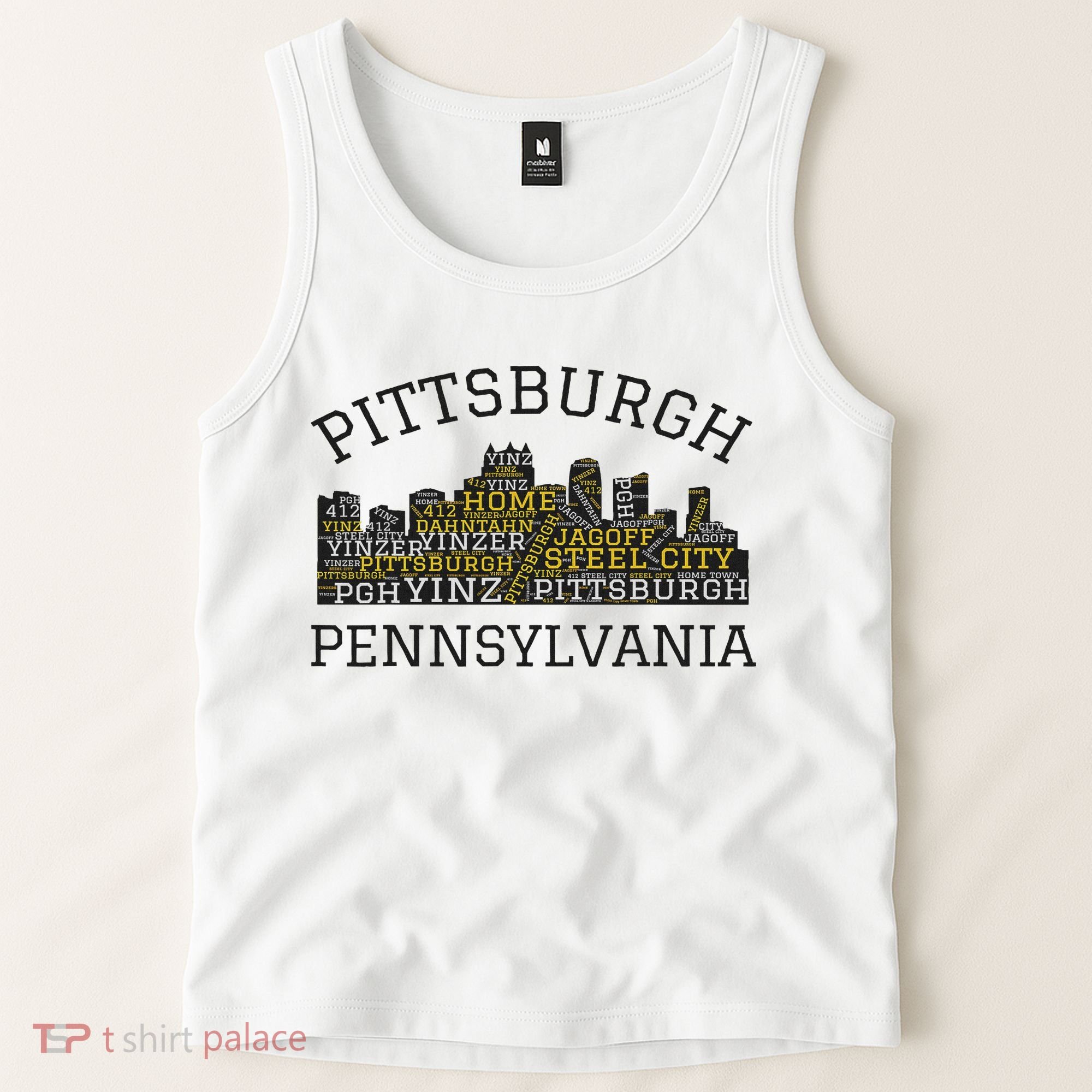 Pittsburgh Pennsylvania Sl City Skyline 412 Home Yinz Tank Top