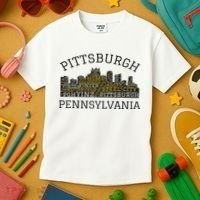 Pittsburgh Pennsylvania Sl City Skyline 412 Home Yinz Kids T-Shirt thumb 3