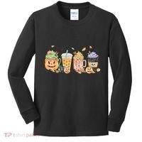 Plaid Pumpkin Spice Hello Fall Autumn Thanksgiving Kids Long Sleeve Shirt thumb 0