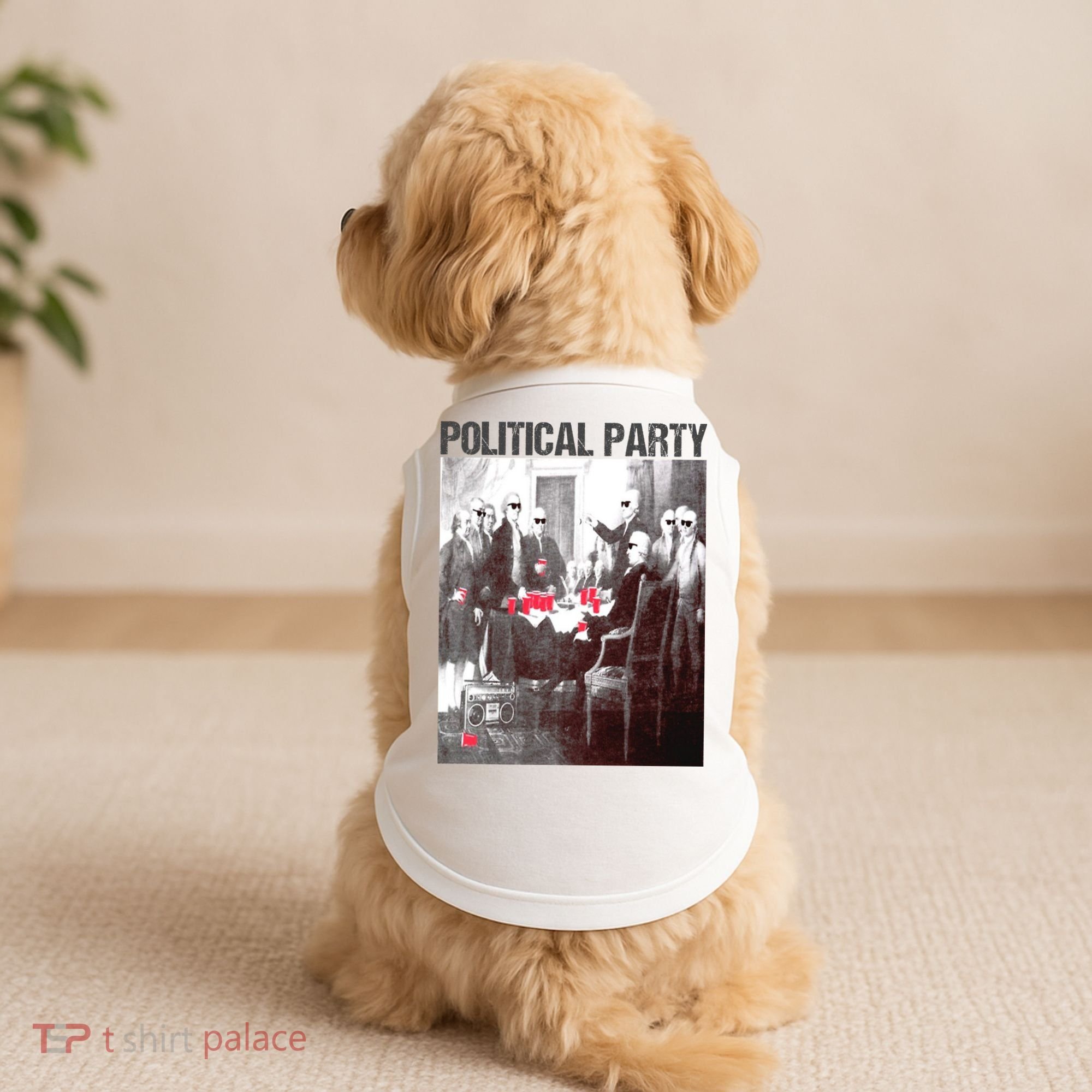 Political Party Shades & Red Cups Funny Political Doggie Tank