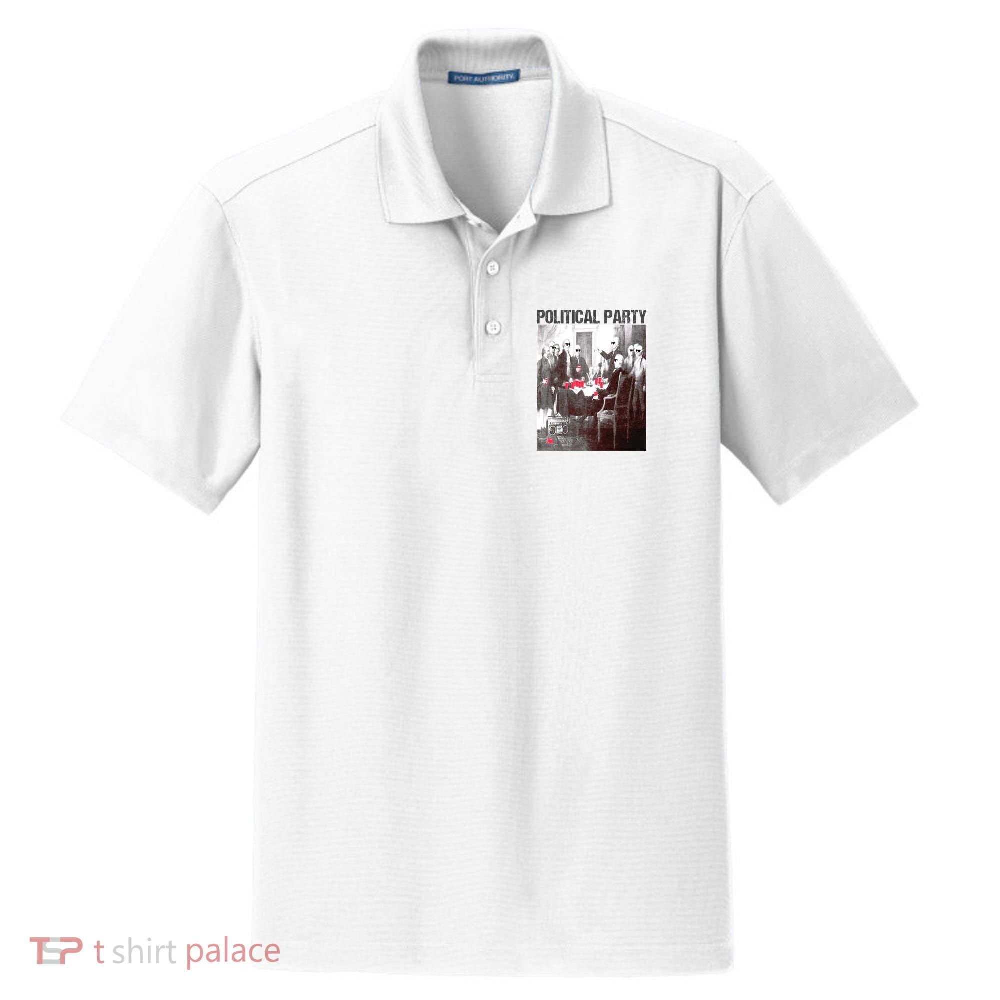 Political Party Shades & Red Cups Funny Political Dry Zone Grid Polo