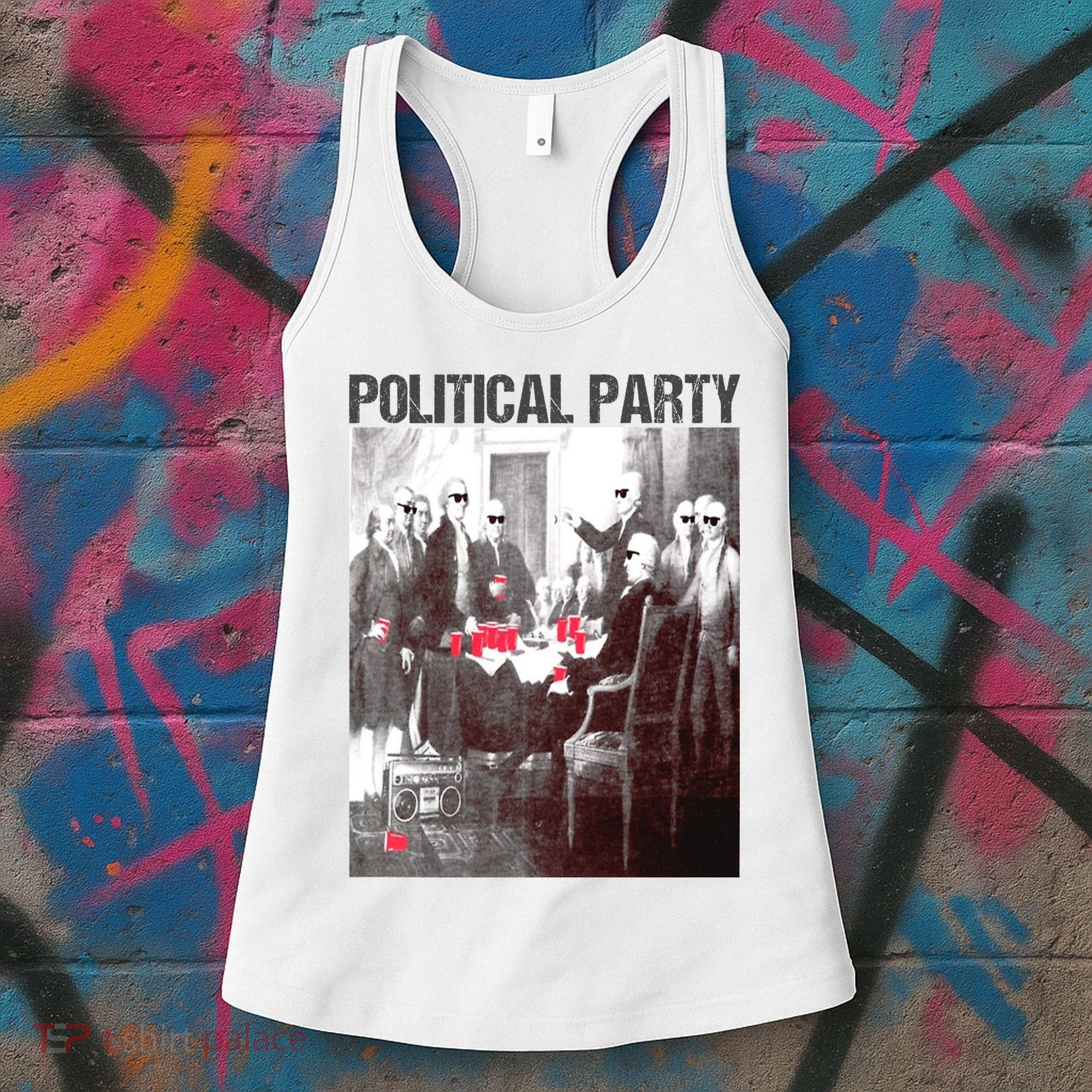 Political Party Shades & Red Cups Funny Political Women's Tank Top