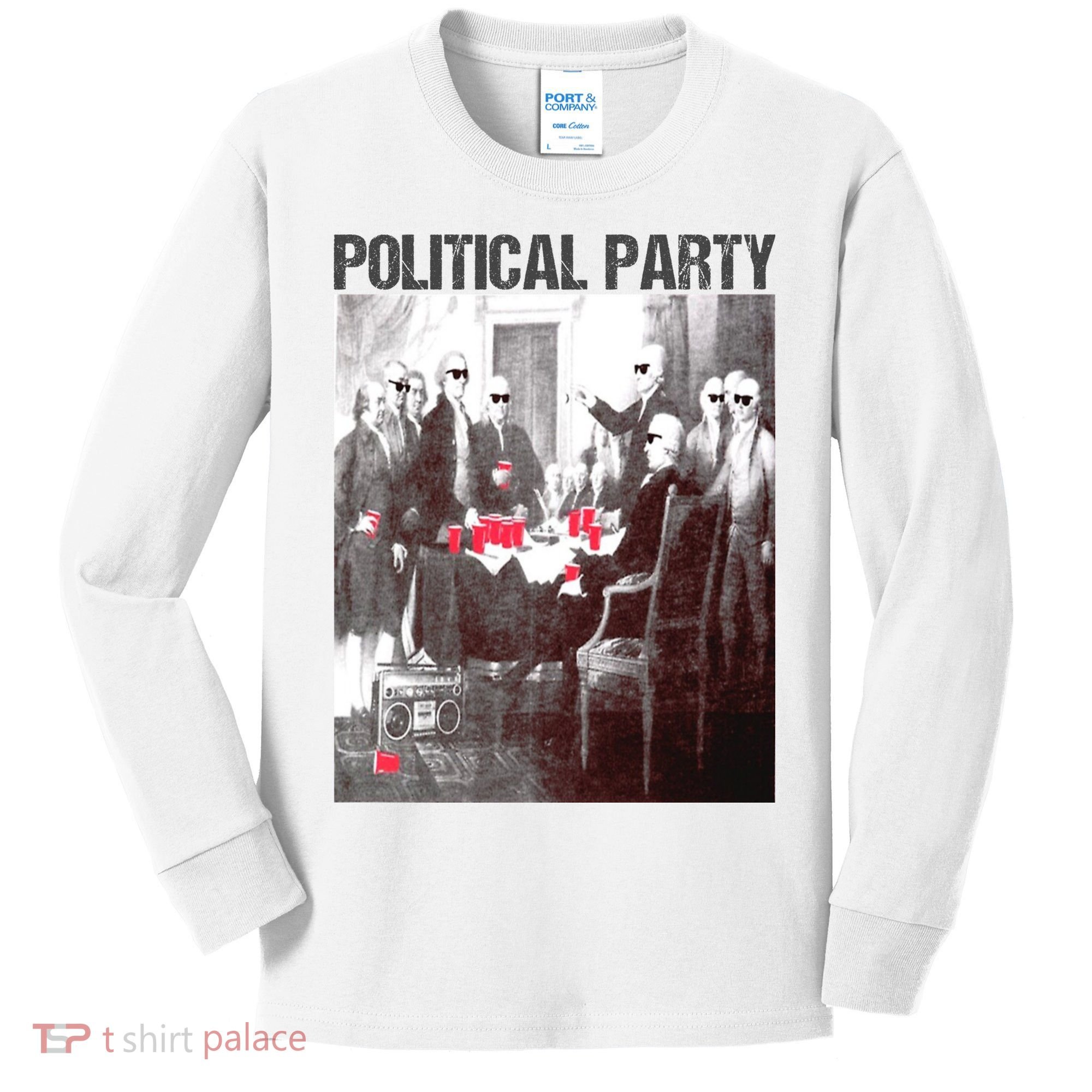 Political Party Shades & Red Cups Funny Political Kids Long Sleeve Shirt