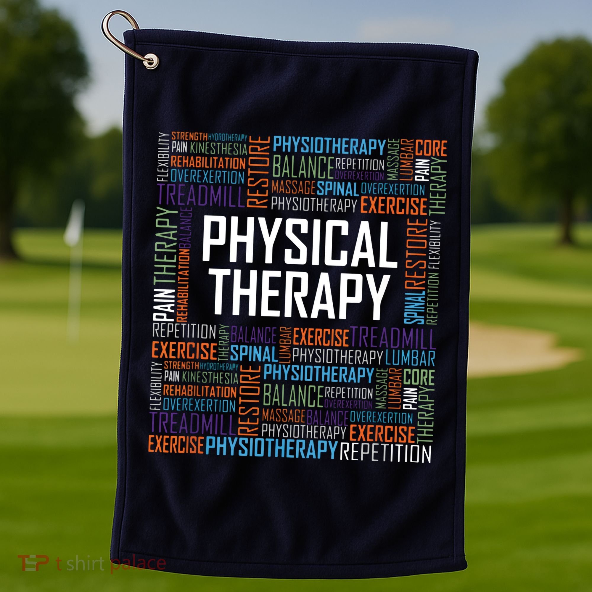 PT Physical Therapy Gift Words Therapist Month Golf Towel