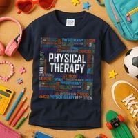 PT Physical Therapy Gift Words Therapist Month Kids T-Shirt thumb 3
