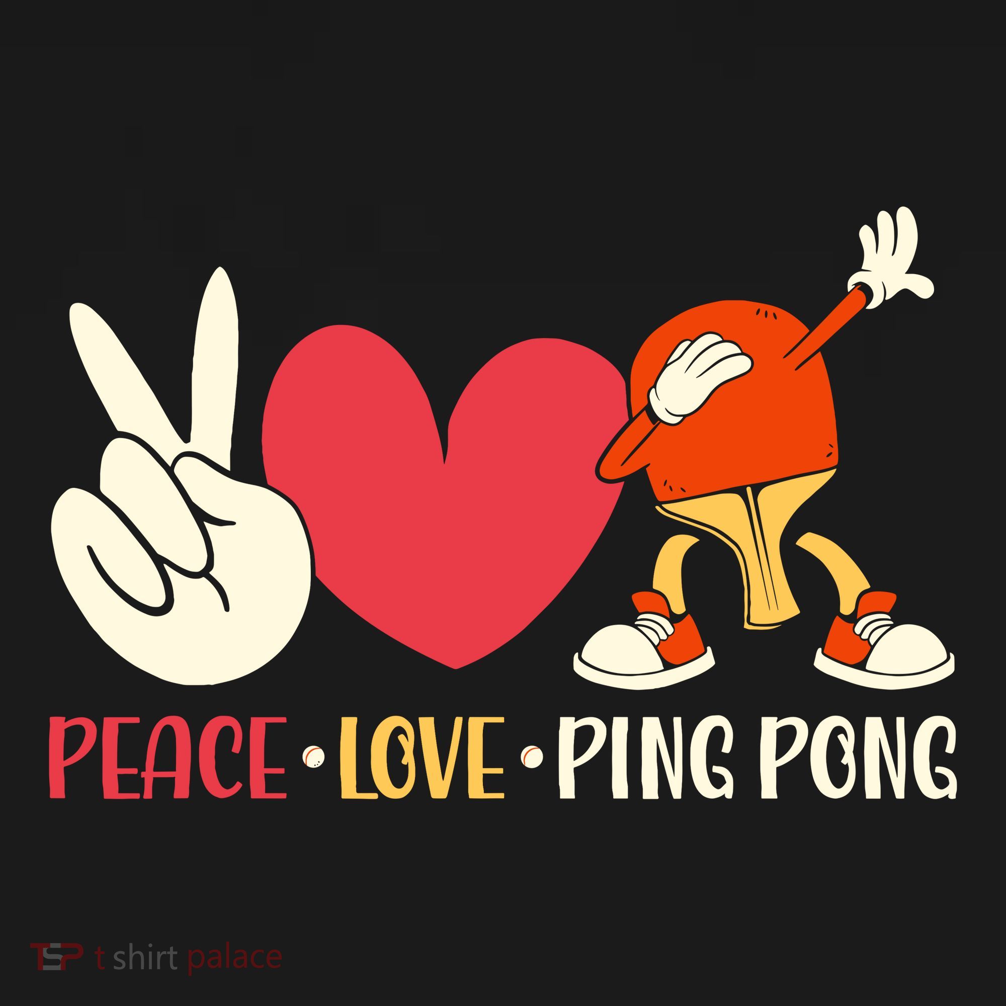Ping Pong Table Tennis Paddle Peace Love Ping Pong Ornament