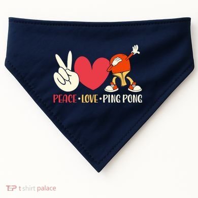 Ping Pong Table Tennis Paddle Peace Love Ping Pong USA-Made Doggie Bandana