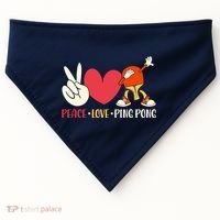 Ping Pong Table Tennis Paddle Peace Love Ping Pong USA-Made Doggie Bandana thumb 0