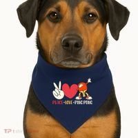 Ping Pong Table Tennis Paddle Peace Love Ping Pong USA-Made Doggie Bandana thumb 1