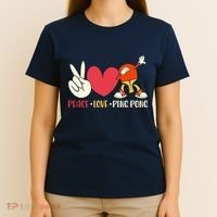 Ping Pong Table Tennis Paddle Peace Love Ping Pong T-Shirt thumb 4
