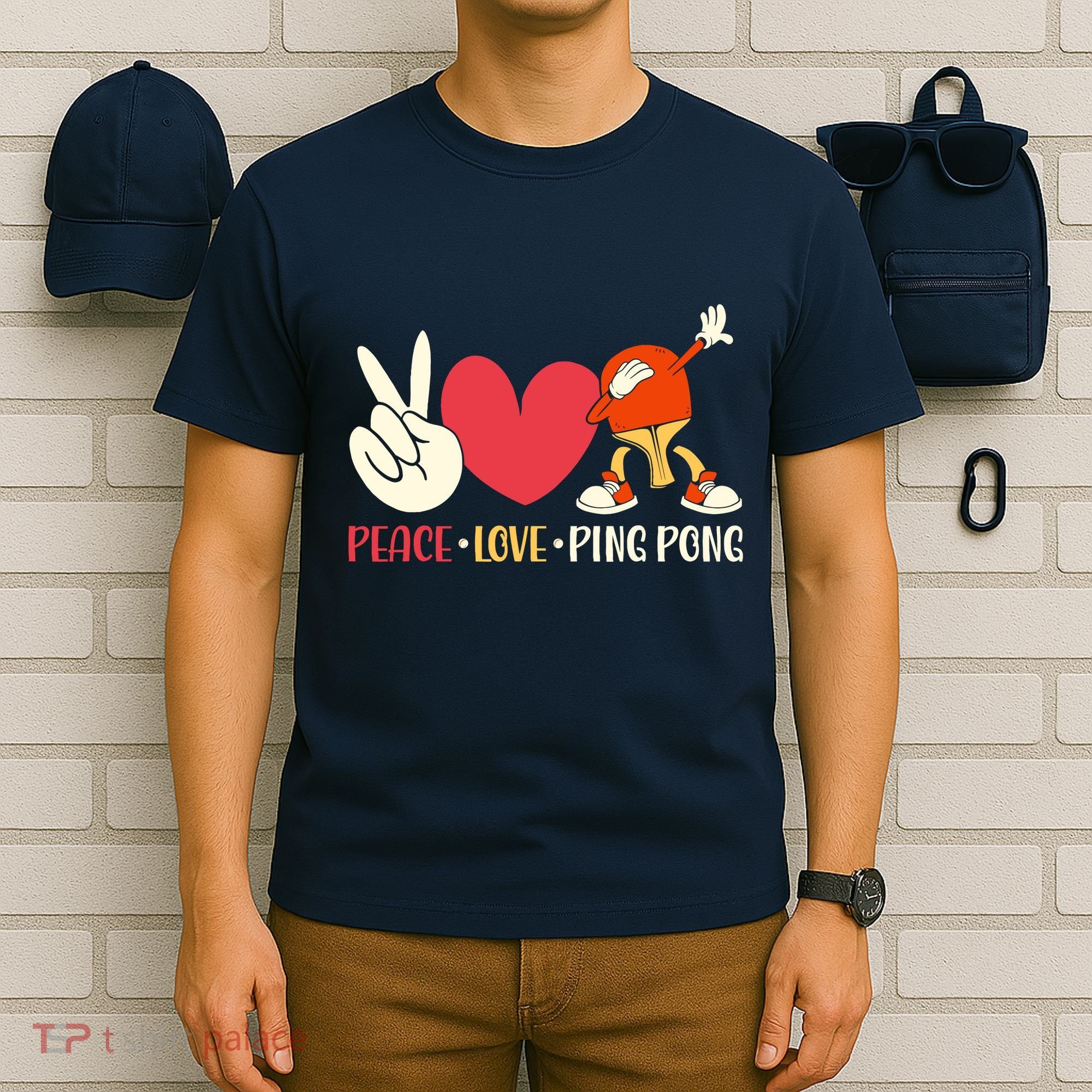 Ping Pong Table Tennis Paddle Peace Love Ping Pong T-Shirt