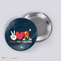 Ping Pong Table Tennis Paddle Peace Love Ping Pong Button thumb 0
