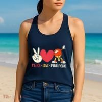Ping Pong Table Tennis Paddle Peace Love Ping Pong Women's Tank Top thumb 2
